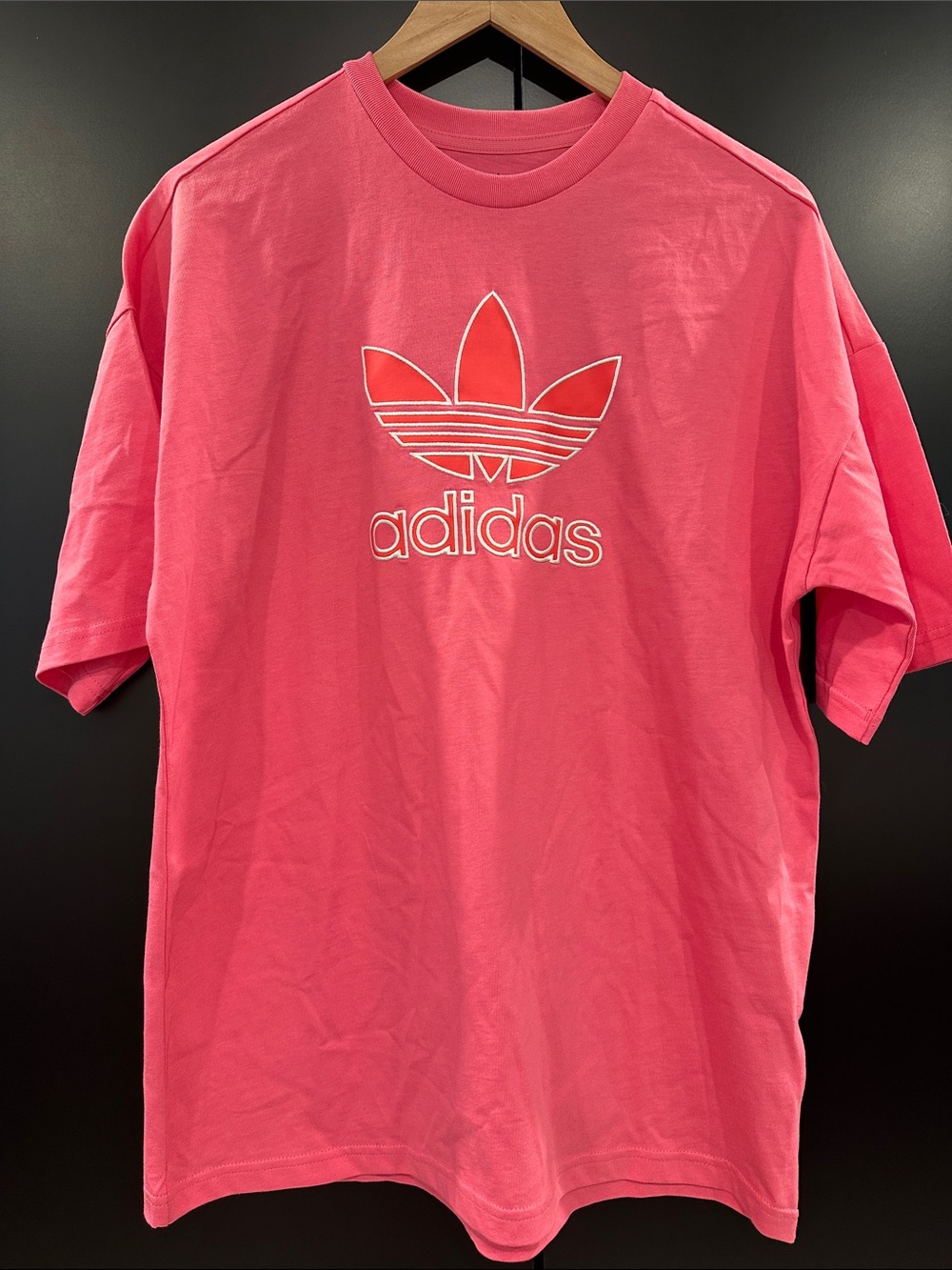 NEW adidas Oversized Pink Trefoil Logo Tee
